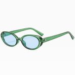MaNMaNing Vintage Oval polarize güneş gözlüğü kalın plastik çerçeve güneş gözlüğü kadın erkek moda ince bacak yuvarlak güneş gözlüğü UV400 koruma günlük sürüş parti gözlük, yeşil, One Size