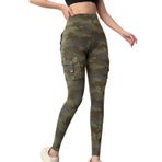 MaNMaNing Yoga pantolon kadınlar için kamuflaj iş kıyafeti cep şeftali kalça kaldırma spor takım elbise pantolon yüksek bel hızlı kurutulmuş spor koşu Yoga pantolon termal tayt, kamuflaj, L