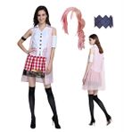 MANMICOS ABD boyutu Oyun Cosplay kostüm Bayan Pembe dış giyim ve peruk parti takım elbise, pinguin gri, S