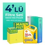 MANN Alfa Romeo 147 1.6 TS Filtre Bakım Seti Shell Motor Yağlı (2001-2010) 4 Lü