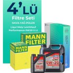 Mann Filter Mann Alfa Romeo Tonale 1.6 Dizel Filtre Bakım Seti Liqui Moly Motor Yağlı (2022-2024) 4 Lü