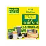 Mann Filter Renault Clio 4 1.2 2012-2016 3'lü Karbonlu Filtre Bakım Seti