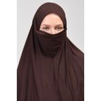 Manolya Şal Pratik Eşarp Peçeli-Peçesiz Hazır Türban Sufle - Standart - Kahverengi