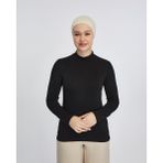 Manolyaşal Hafif Uzun Kollu Balıkçı Yakalı Organik Kadın Body - Siyah - L-XL - L - XL