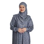 manolyaşal islamic hijab Pratik Tek Parça Çiçek Desenli Namaz Elbisesi - Füme
