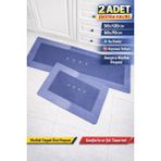 Manosta 2 Adet Mavi Renk Su Emici Kaymaz Taban Banyo & Mutfak Paspası Seti Mutfak Paspas 50X120 cm 50X70CM