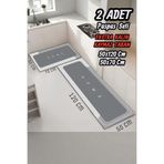 Manosta 2 Adet Su Emici Kaymaz Taban Banyo & Mutfak Paspası Seti Mutfak Tezgah Önü Paspas 50x120 Cm 50x70Cm