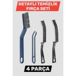 Manosta 4 Parça Temizlik Fırça Seti – Derz Temizleme, Ince Uçlu Detay Fırçaları & Gider Saç Toplama Cımbızı - Çok Renkli