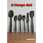 Manosta 6’lı Isıya Dayanıklı Yapışmaz Silikon Mutfak Seti. Spatula,kaşık,bıçak, Pasta Fırçası, Servis Gereçi - 6 Adet