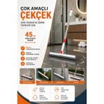 Manosta Teleskopik Saplı Çekçek Silecek Cam Fayans Yer Banyo Duşakabin Temizleyici Pratik Su Çekme Aparatı - Gümüş