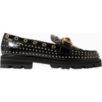 Mansion Stud Loafer, Siyah Rugan ve Antik Metal Detaylı Lüks Erkek / Kadın Ayakkabı