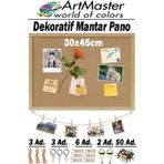 Mantar Pano Ahşap Çerçeve Duvara Monte 30X45 Cm 1 Adet Harita Çivisi Hediyeli Dekorasyon Mantar Çerçeve Evde Okulda Büro