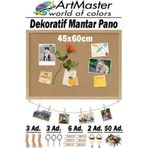 Mantar Pano Ahşap Çerçeve Duvara Monte 45X60 Cm 1 Adet Harita Çivisi Hediyeli Dekorasyon Mantar Çerçeve Evde Okulda Büro