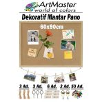 Mantar Pano Ahşap Çerçeve Duvara Monte 60X90 Cm 1 Adet Harita Çivisi Hediyeli Dekorasyon Mantar Çerçeve Evde Okulda Büro