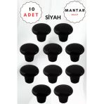 Mantar Plastik Düğme Siyah Yuvarlak Mobilya Çekmece Düğme Kulp 10'Lu Paket – Dayanıklı Tasarım