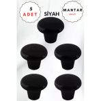 Mantar Plastik Düğme Siyah Yuvarlak Mobilya Çekmece Düğme Kulp 5'Li Paket – Dayanıklı Tasarım