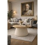 Mantar Sehpa Orta Sehpa (Ofis ,balkon,salon,oturma Odası) 60 cm Çap - atlantik çam - krem