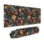 Mantarlar Masa Paspası, Vintage Mantar Çiçekli Genişletilmiş Oyun Mouse Pad Büyük, Kaymaz Tabanlı ve Dikişli Kenarlı Büyük Masa Matı, Ev Ofis Çalışmaları için Uzun Bilgisayar Klavyesi Fare Altlığı 80