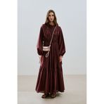 Manuka BÜZGÜLÜ UZUN KOL ELBİSE BORDO