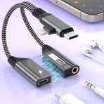 Manyetik 2'si 2 arada Yıldırım/USB C - 3.5mm Aux Ses Jakı Kulaklık+Tip-C Şarj Kablosu Adaptörü, 【Apple MFi Sertifikalı】 iPhone14 13 12, iPad, Samsung için Müzik+Şarj+HiFi için Kulaklık Dönüştürücü