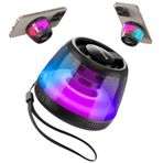 Manyetik Bluetooth Hoparlör, Bas Diyaframlı Taşınabilir Mini Bluetooth Hoparlör, 5W Dahili Mıknatıs, 7H Çalma Süresi, TWS, RGB Işık, TF Kart Yuvası, Manyetik Halka ve Kordon Dahil, Telefon Standı