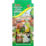 Manyetik Çiftlik Puzzle Buzdolabı Magnet Eğitici Oyuncak Seti - Pembe