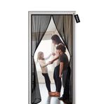 Manyetik perde kapı filesi, 180 x 260 cm, delmeden kolay montaj, üstten alta conta, otomatik olarak kapanır, balkon, sürgülü kapılar, oturma odası, çocuk odası için ideal, siyah