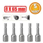 Manyetik Somun Civata Sıkma Adaptörü Çap 8 mm M8 Trapez Çatı Vidası Sıkma 8x65 mm Mıknatıslı 5 Adet