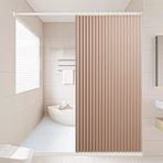 Manyetik su geçirmez katlanır duş perdesi, kancalı, dayanıklı polyester keten banyo bölücü, gül rengi, 200 x 200 cm, neme dayanıklı, ıslak-kuru ayırma