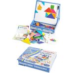Manyetik Tablet Yazı Tahtası Eğitici Oyuncak Tangram Eğitim Seti - Ahşap Desenli