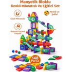 Manyetik Yapı Blokları 148 Parça Mıknatıslı Rengarenk Eğitici Oyuncak - manyetik 148 parça