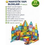 Manyetik Yapı Blokları 77 Parça Mıknatıslı Rengarenk Eğitici Oyuncak - manyetik 77 parça