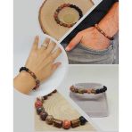Manzaralı Jasper & Oniks Taşı 8mm Unisex Tasarım Bileklik Hawaii Model (53086)