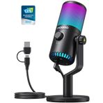 MAONO Oyun USB Mikrofon, Programlanabilir PC Kondenser Mikrofon, RGB Işıklı, Sessiz, Kazanç, Akış, Podcast, Twitch, YouTube, Discord, PS5, PS4, Bilgisayar, GamerWave DM30 RGB için Sıfır Gecikme İzleme