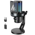 MAONO PC için Mikrofon Kablosuz, Yazılımlı USB Mikrofon, AI Ses Değiştirme, Üç Seviyeli Gürültü Engelleme, Özel RGB Işık, Sessiz, Oyun, Podcasting, Akış, Kayıt, DM40 Pro Siyah