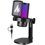 MAONO PC için USB Mikrofon, Sessiz Düğmeli RGB Oyun Mikrofonu, Gürültü Önleyici Kondenser Mikrofon, Akış, Podcast, Kayıt, Sohbet için Kazanç Topuzlu PS5/PS4/Mac, DGM20 ile Uyumlu