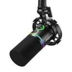 MAONO XLR/USB Dinamik Mikrofon, Yazılımlı RGB Oyun Mikrofonu, Sessiz, Kazanç Düğmesi, Ses Kontrolü ve Kulaklık Jakı, Akış, Podcasting, Kayıt - PD200X (Siyah)