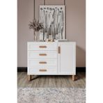 mapahomeliving Flora Bohem Serisi 4 Çekmeceli 1 Kapaklı Şifonyer Modern Tasarım Mdf Mebran Kapak Beyaz 95x90