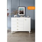 mapahomeliving Simple 4 Çekmeceli 1 Kapaklı Modern Şifonyer Beyaz Gold