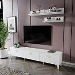 mapahomeliving Simple Modern 180 Cm SMP18033 Tv ünitesi 2 Raflı Beyaz Gold