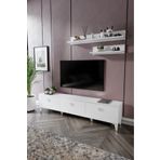 mapahomeliving Simple Modern 180 Cm SMP18033 Tv ünitesi 2 Raflı Beyaz Gümüş