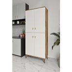 mapahomeliving Simple Sp4190 Çok Amaçlı Dolap 4 Kapaklı Mutfak Dolabı Balkon Dolabı Kiler Banyo Dolabı Ayakkabılık Ekru Ceviz