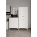 mapahomeliving Simple Sp6190 Çok Amaçlı Dolap 6 Kapaklı Mutfak Dolabı Balkon Dolabı Kiler Banyo Dolabı Ayakkabılık Beyaz Gold