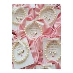 Mapel 15 Adet Saten toka, inci bileklik, küpe set. Bride to be, nişan, nikah, doğum dünü hediyelik