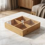 Mapero Bambu 4 Bölmeli Çerezlik Sunum Tabağı 21x21 cm | Doğal Ahşap