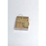 Mapi Kraft Etiket Baskılı, Kraft Asetat Kapaklı Kutu,15 Adet Ipli Hediyelik Kutusu Set ( 8x8x3 Cm )
