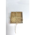 Mapi Kraft Etiket Çiçek Baskılı, Kraft Asetat Kapaklı Kutu,15 Adet Ipli Hediyelik Kutusu Set ( 8x8x3 Cm )