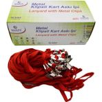 Mapi Metal Klipsli Polyester Yaka Kartı Askı İpi 50 Li Paket Kırmızı 9102653
