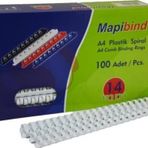 Mapibind 201 14 00 115-135 Sayfa 100'lü 14 mm Beyaz Plastik Spiral
