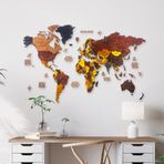 MAPOFX Ahşap Dünya Haritası Duvar Tablosu Dekor (No Name, XLarge - 250x135 cm, Ahşap) MF506
